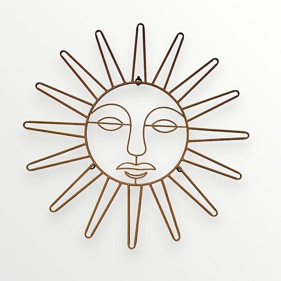 Large Metal Sun Wall Decor Wall Art 23 Inch Sun Tan Metal Celestial Sun Face GUC - Picture 6 of 6